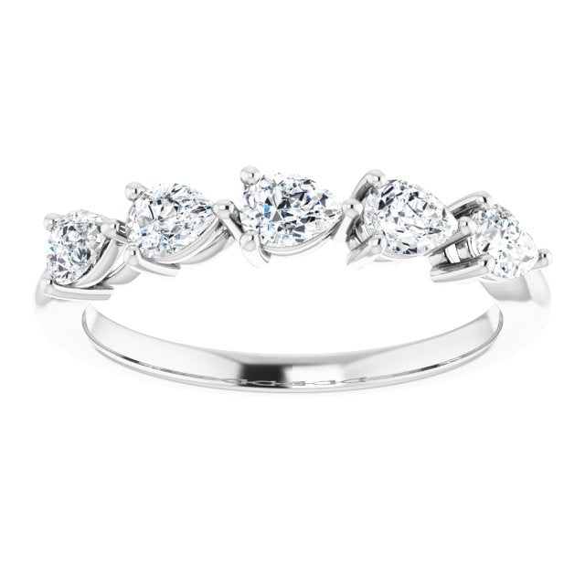 1.05 ct. Pear Cut Diamond Wedding Band 5 Stone Anniversary Ring-VIRABYANI